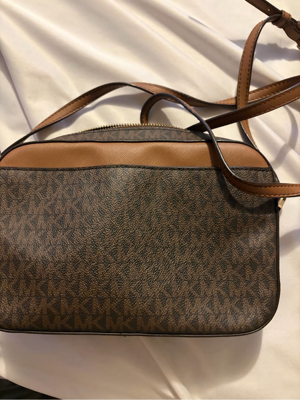 Michael Kors Brown Logo Crossbody with Gold Chain Accent - Picture 2 of 3